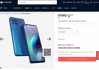 Moto G100 fora de venda no site da Motorola