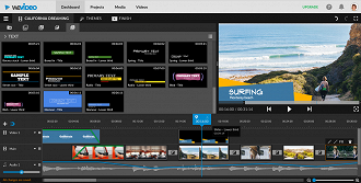 WeVideo oferece timeline como a dos grandes programas de edição