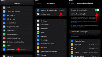 Como desativar o serviço de localização.