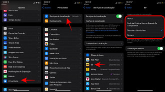 Como ativar ou desativar os Serviços de Localização de apps específicos.