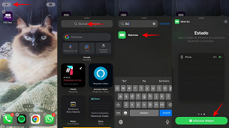 Widget de bateria na tela de bloqueio do iPhone