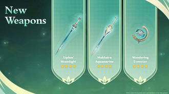 Armas de quatro estrelas que serão lançadas em Genshin Impact 3.1. Fonte: HoYoverse
