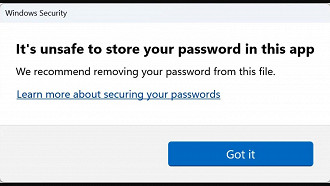 Avisa do Windows sobre perigo ao inserir senhas em aplicativos inseguros. Fonte:  bleepingcomputer