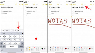 Como escrever e desenhar no aplicativo notas?