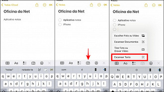 Como digitalizar texto no aplicativo de notas do iPhone.