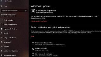 Captura de tela da atualização de setembro (KB5018410) do Windows 10 versão 21H2. Fonte: Vitor Valeri