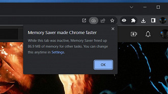 Captura de tela do recurso Memory Saver no navegador Google Chrome. Fonte: neowin