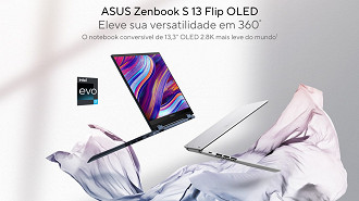 Notebook Zenbook S 13 Flip OLED (BP5302ZA) lançado no Brasil. Fonte: Asus