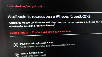 Atualização da versão 22H2 do Windows 10 é lançada para o público geral. Fonte: Vitor Valeri