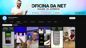 Captura de tela do canal Oficina da Net no YouTube para demonstrar o novo layout de guias/abas. Fonte: Vitor Valeri