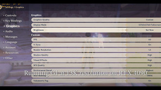 Configurações de Genshin Impact ao rodar o jogo em resolução 13K com uma NVIDIA GeForce RTX 4090