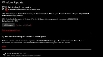 Captura de tela da atualização de novembro (KB5019959) do Windows 10 versão 22H2. Fonte: Vitor Valeri