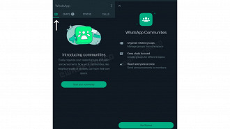 Para criar uma comunidade, é necessário tocar no ícone destacado acima. Foto: WABetaInfo