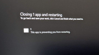 Aplicativo (processo) chamado t está impedindo que o Windows 10 ou 11 desligue ou reinicie. Fonte: forum microsoft