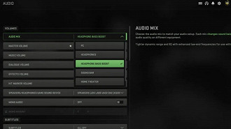 Opções de configuração de áudio em Call of Duty Warzone 2 e Modern Warfare 2.