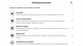 Como gerenciar as suas preferências de feed.