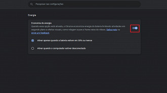 Passo 07 - Como ativar o modo de economia de bateria no Google Chrome. Fonte: Vitor Valeri