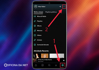 Como acessar as configurações do Tidal mobile (para celular e tablet). Fonte: Vitor Valeri