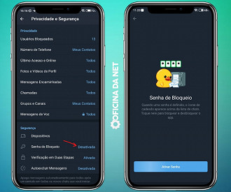 Com uma senha de bloqueio ativada, ninguém conseguirá ver suas conversas no Telegram