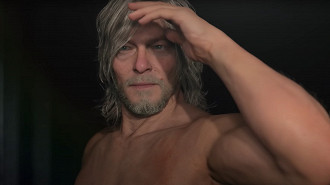 Cena do trailer de Death Stranding 2 onde o personagem Sam Bridges aparece mais velho. Fonte: Kojima Productions