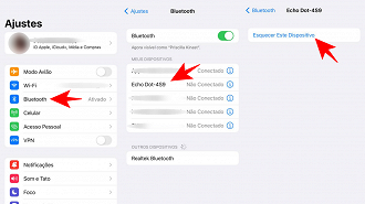 Como esquecer um dispositivo no Bluetooth.