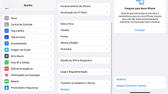 Como transferir ou redefinir o iPhone.