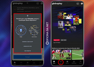 Você precisa permitir o uso da sua localização e depois tocar na opção Agora para assistir a Globo ao vivo.