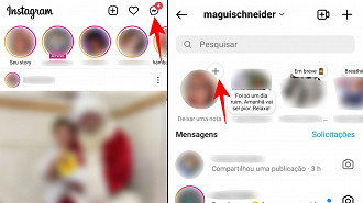 Como publicar uma nota na DM do Instagram.