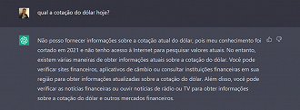 Não dá para saber qual a cotação atual do dólar.