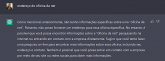 Como mencionado anteriormente, ele não sabe o que é uma oficina da net.