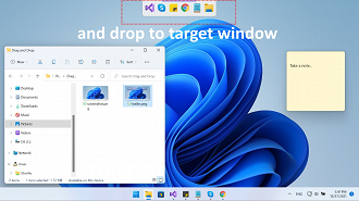 Recurso arrastar e soltar (drag and drop) no Windows 11 22H2. Fonte: Microsoft