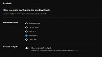 Passo 04 - Configurando a resolução dos vídeos baixados via plataforma Web do YouTube Premium - Como fazer para baixar vídeos do YouTube no Windows 10 e no Windows 11. Fonte: Vitor Valeri