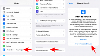 Como ativar o modo de bloqueio do iPhone.