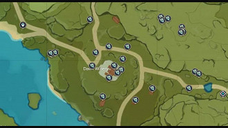 Mondstadt - Localizações de Cristalflies/Crystal Cores em Genshin Impact. Fonte: HoYoverse