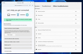 Recurso solucionador de problemas de rede no aplicativo Obter Ajuda do Windows 11. Fonte: Microsoft