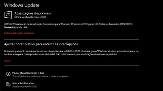 Captura de tela da atualização KB5019275 do Windows 10 versão 22H2. Fonte: Vitor Valeri