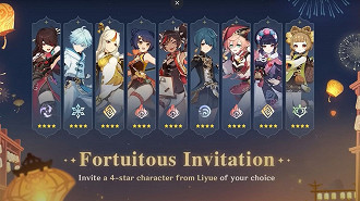 Seção do evento Fortuitous Invitation (Convite Fortuito) em Genshin Impact 3.4. Fonte: HoYoverse