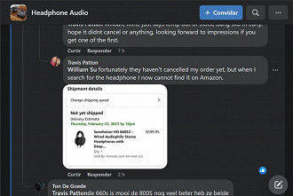 Captura de tela no grupo Headphone Audio do Facebook da mensagem de Travis afirmando que chegou a fazer o pedido do Sennheiser HD660S2. Fonte: Facebook