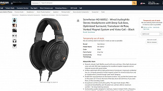 Captura de tela da página do Sennheiser HD660S2 no site da Amazon. Fonte: Vitor Valeri