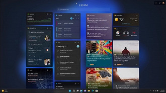 Widgets sendo exibidos na área de trabalho do Windows 11. Fonte: windowslatest