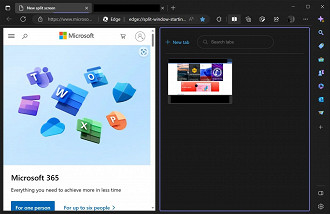 Utilizando duas telas em uma única guia (aba) no navegador Microsoft Edge. Fonte: Reddit