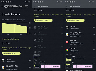 Android 14 - Tempo de uso da bateria