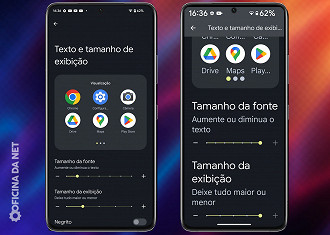 Android 14 - Tamanho da fonte (Padrão / 200%)