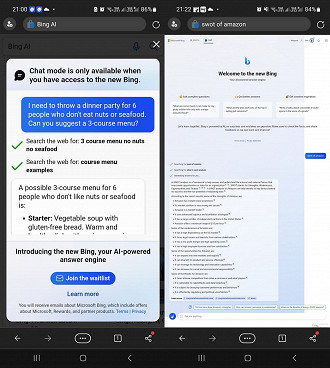 Capturas de tela do Bing com ChatGPT em celular Android. Fonte: WindowsLatest