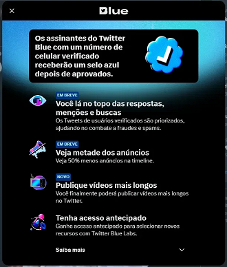 Recursos do Twitter Blue (Crédito: Twitter/Reprodução)