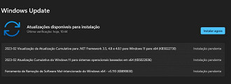 Captura de tela da atualização de fevereiro de 2023 (KB5022845) do Windows 11 versão 22H2. Fonte: Adalton Captura de tela da atualização de fevereiro de 2023 (KB5022845) do Windows 11 versão 22H2. Fonte: Adalton
