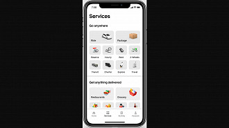Nova interface da tela inicial no aplicativo Uber. Fonte: Uber