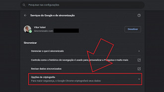 Passo 02 - Ativando a criptografia de ponta a ponta das senhas salvas no Google Chrome. Fonte: Vitor Valeri