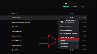Passo 01 - Descobrindo músicas e álbuns através dos créditos no app Tidal para desktop. Fonte: Vitor Valeri