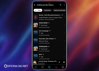Passo 05 - Descobrindo músicas e álbuns através dos créditos no app Tidal para smartphones (Android e iOS). Fonte: Vitor Valeri